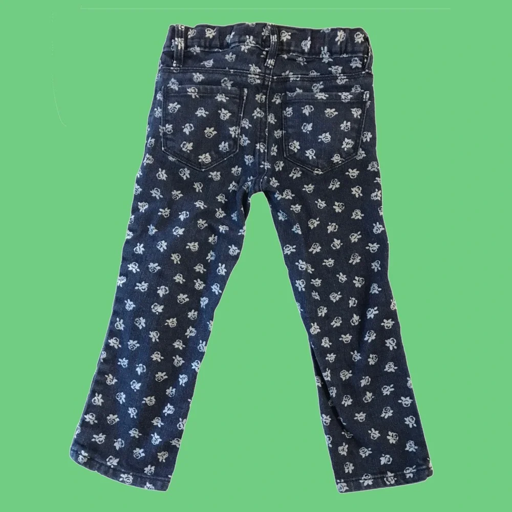 OshKosh B'Gosh Flower Print Jeans Denim Kids Pants Size 5 Girls‎ Child Kid